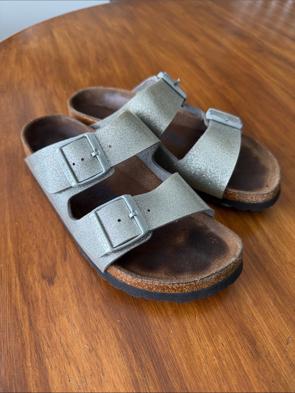 Women’s  Metallic Silver Double-Buckle Sandals